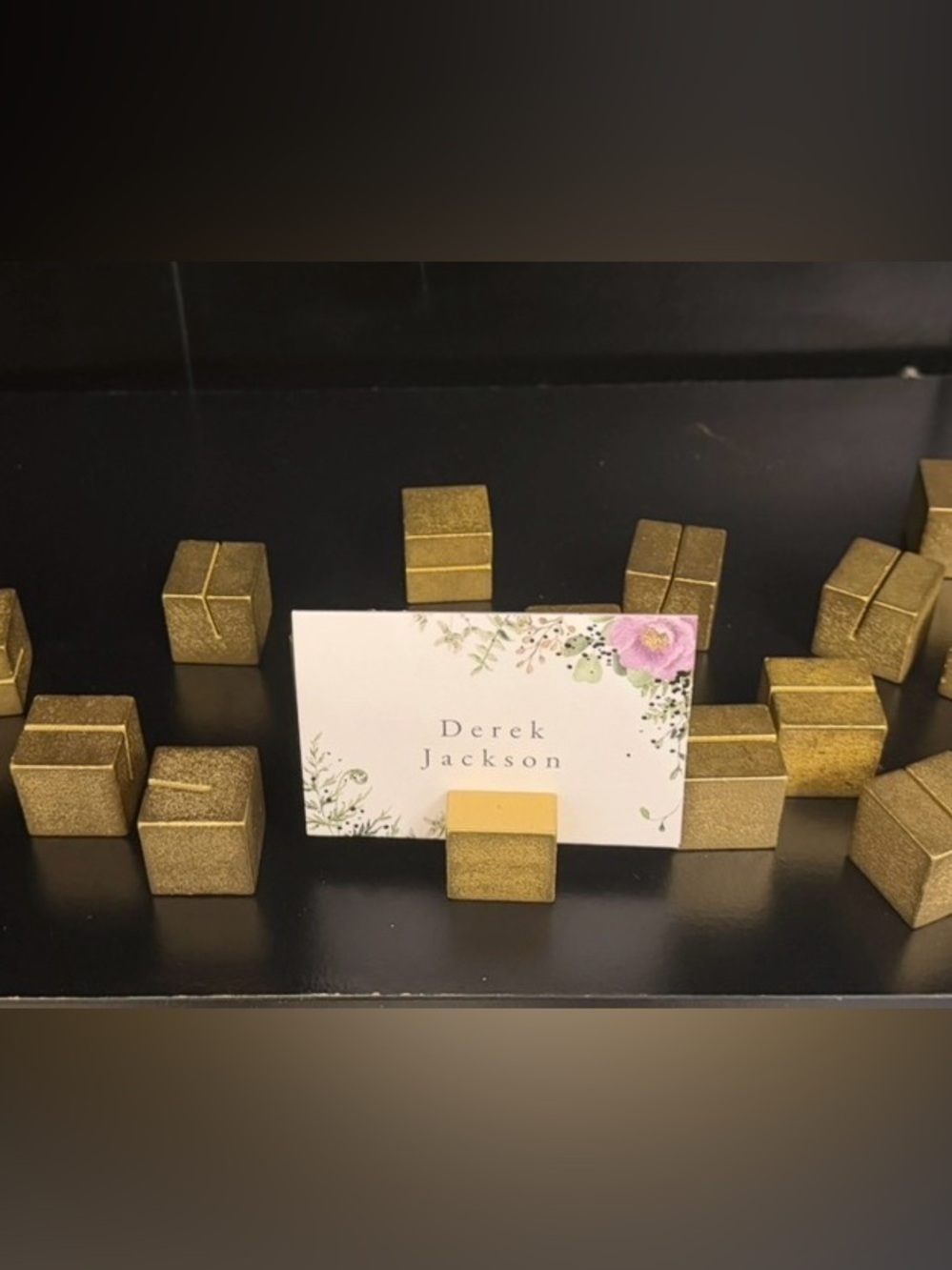 Gold Cube Place Card Holders for Wedding or Events - Quantity 22